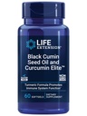 Ekstensi Hidup Minyak Benih Hitam dan Curcumin Elite, Cumin Hitam, Ekstrak Turmerik, Dukungan Kesehatan Kebal, Sumber Daya Biotersedia tinggi, Kesehatan Tubuh, Gluten Bebas, Non-GMO, 60 softgels