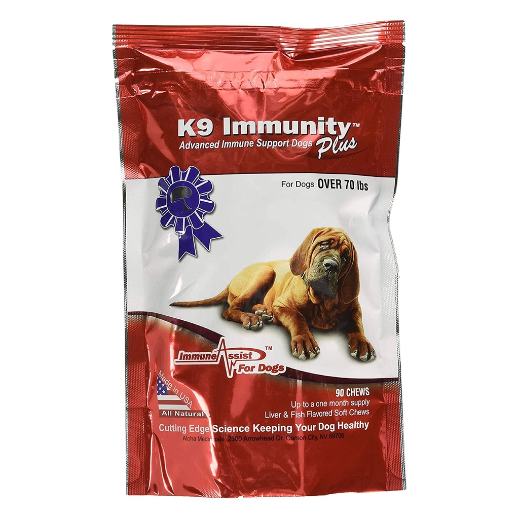 Aloha Medicinals - K9 Imunitas Plus - PowerImune Booster untuk Dogs Lebih dari 70 Pounds - 90 Soft Chews