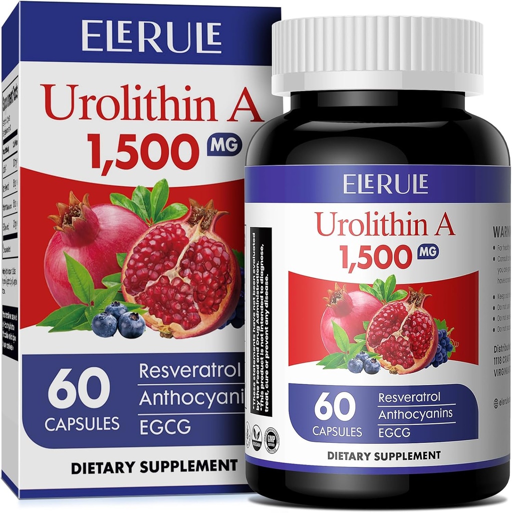 Urolithin A Supplement 1000 mg Plus Trans- Resveratrol, Anthocyanins, Green Tea, Promoting Heally Aging, Supports Cellular and Energy for Men & Women, 60 Capsules-38