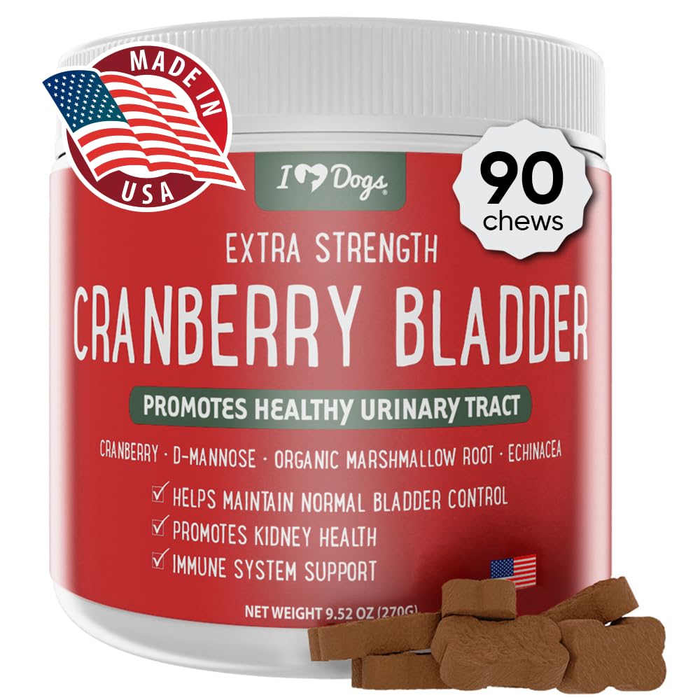iHeartDogs Extra Energy Urinary, Bladder, & Kidney Dukungan untuk Dogs - Cranberry, D- Mannose & Echinacea Membantu Mempertahankan Kesehatan Tract Urinary, Strengthens Lemah & Incondo Bladder