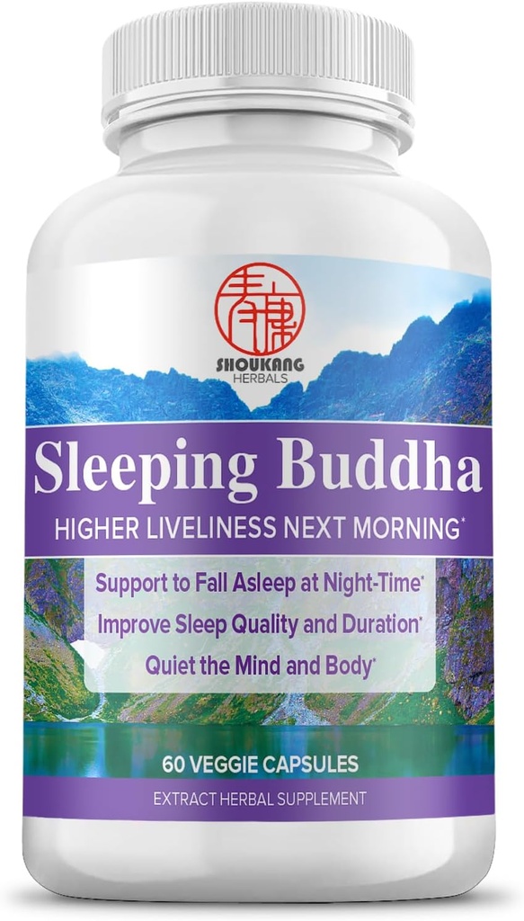 Herbal Chinese Medicine Suplemen untuk Sleep Quality dan Durasi, tertidur Buddha HERBALS, Tenang Pikiran dan Tubuh, 60 Kapsul