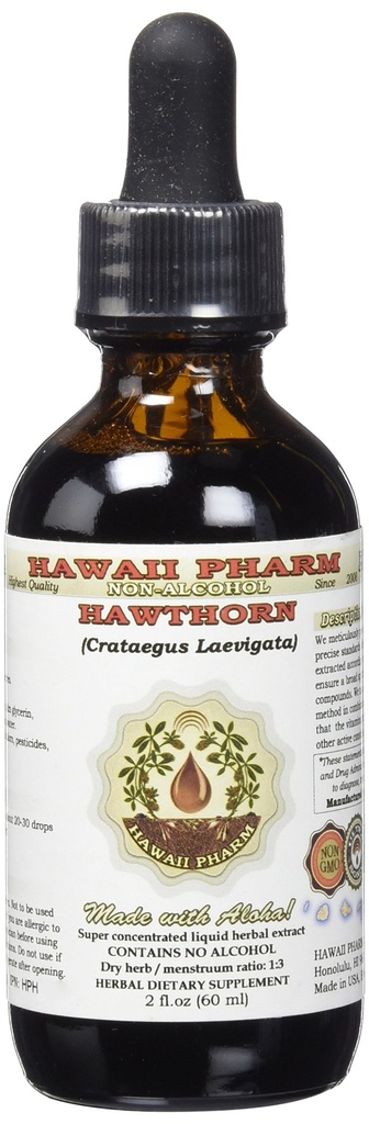 Hawthorn Alcohol- Free Liquid Extract, Organic Hawthorn (Crataegus Laevgata) Dried Berry Glycerite 2 oz