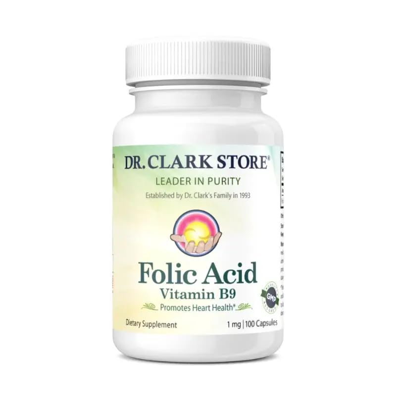 Dr. Clark Folic Acid (Vitamin B9) Suplemen - 1mg, 100 Gantatin Kapsul, EstiB Vitamin untuk Kesehatan Harian