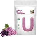 UNLEASH 'D ORGANIC Organik Elderberry Pawder 16 oz 100% Pure Natural Green Food, Rich in Antioksidants dan Multivitamin, Efek Antioksidant Tinggi, Anti- Inflammatory