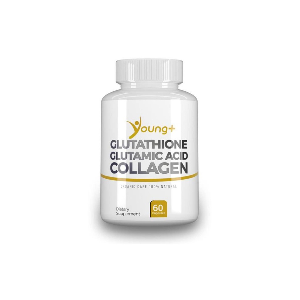 Young + Glutathione, Glutamic Acid dan Collagen. Tambahan Antioksidant - 100mg, 60 Kapsul