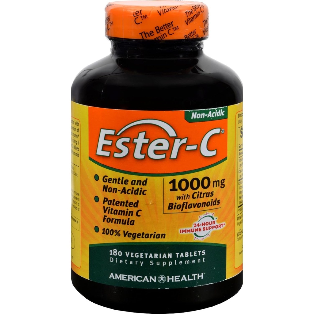 4 Paket Kesehatan Amerika Ester- C dengan Citrus Bioflavonoid - 1000 mg - 180 tablet Vegetarian