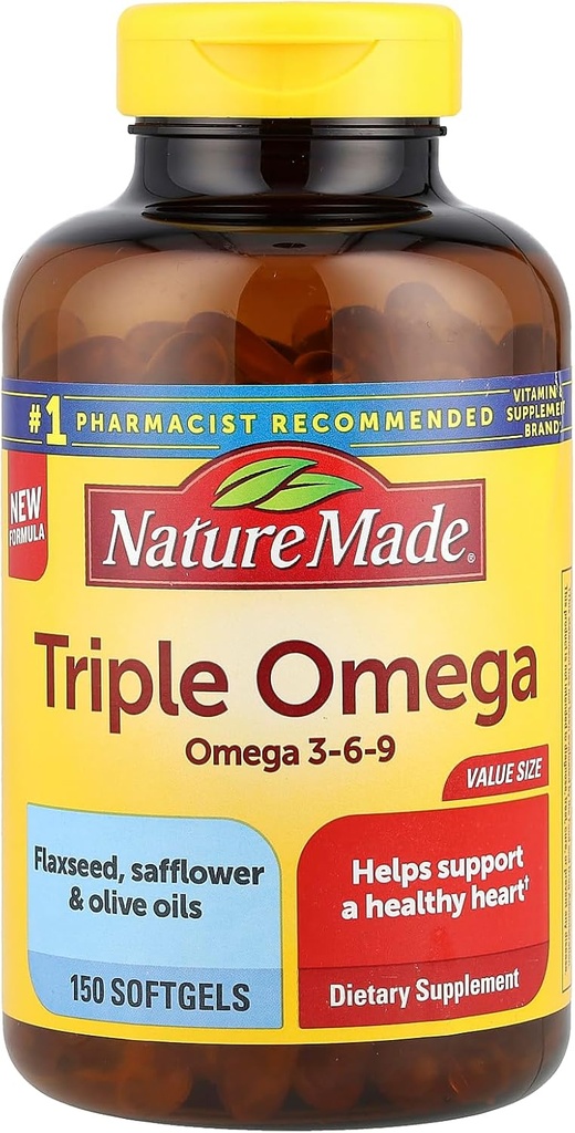 Triple Omega 3-6-9, 150 Softgels Nilai Ukuran, Tambahan Omega Untuk Kesehatan Hati