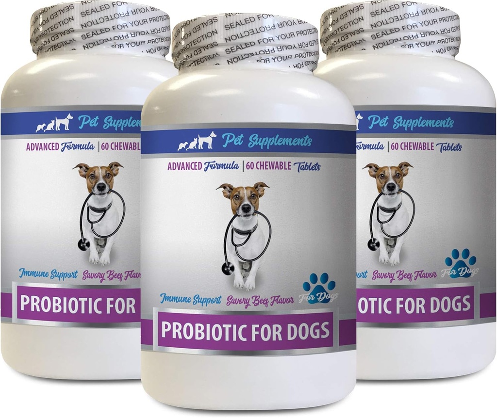 Baik dan Baik Anjing Diare - PROBIOTICS untuk Anjing - Sehat Gut - Hentikan Diare Gas dan Bad Breath - Digetical Boost - Probicies Anjing - 3 Botol (180 Treats)