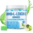 HMB dan L-Leucine Gummies, 3000mg, dengan Trehalose, untuk Muscle Growth, Muscle Relief dan Workout Recovery, untuk Dewasa & Elders, Non- GMO, Vegan, Gluten Free, Apple Flavor, 120