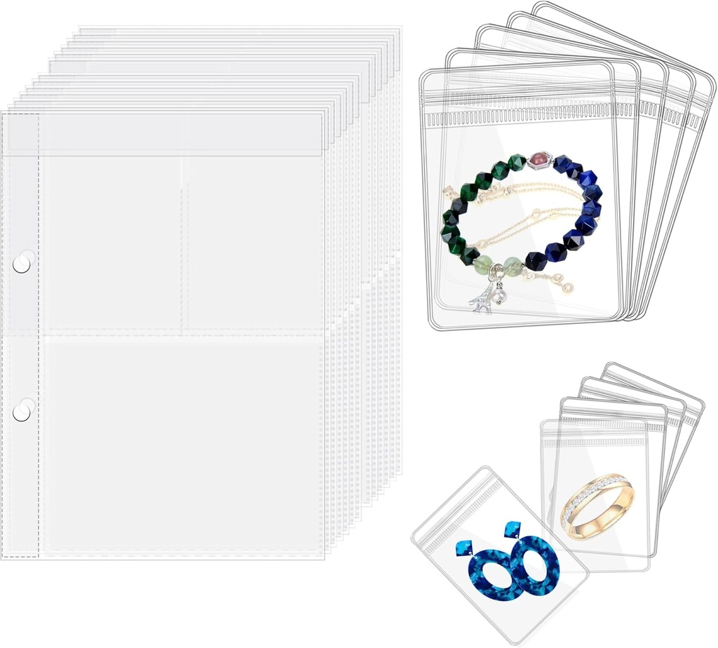 Travel Jewelry Organizer Case Transparent Jewelry Storage Book Binder Bag for Earrings, Rings, Necklace, Brackets, Inner Pages and Pouches