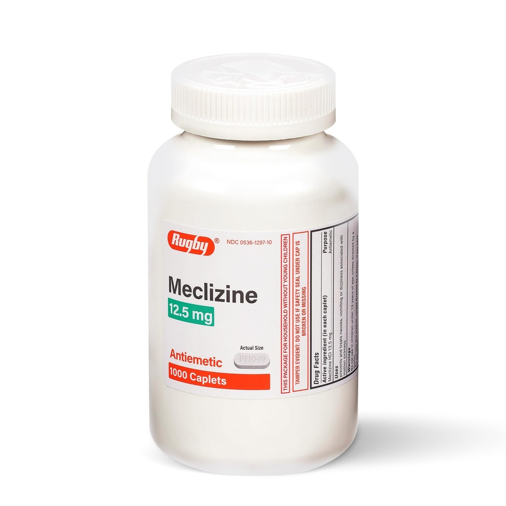 Rugby Mecklizine 12.5 mg Antiemetic Caplets for Symptoms Related to Motion Sickness- Perjalanan dan Estials Cruise, 1000 Caplets