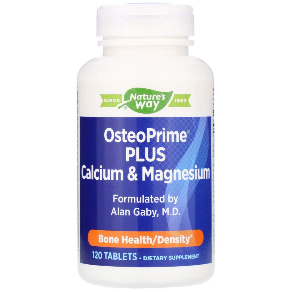 Nature 's Way OsteoPrime PLUS Calcium & Magnesium, Support Bone Health & Muscle Fungsi *, with Vitamin D3 & K2, Vegetarian, 120 Tablet