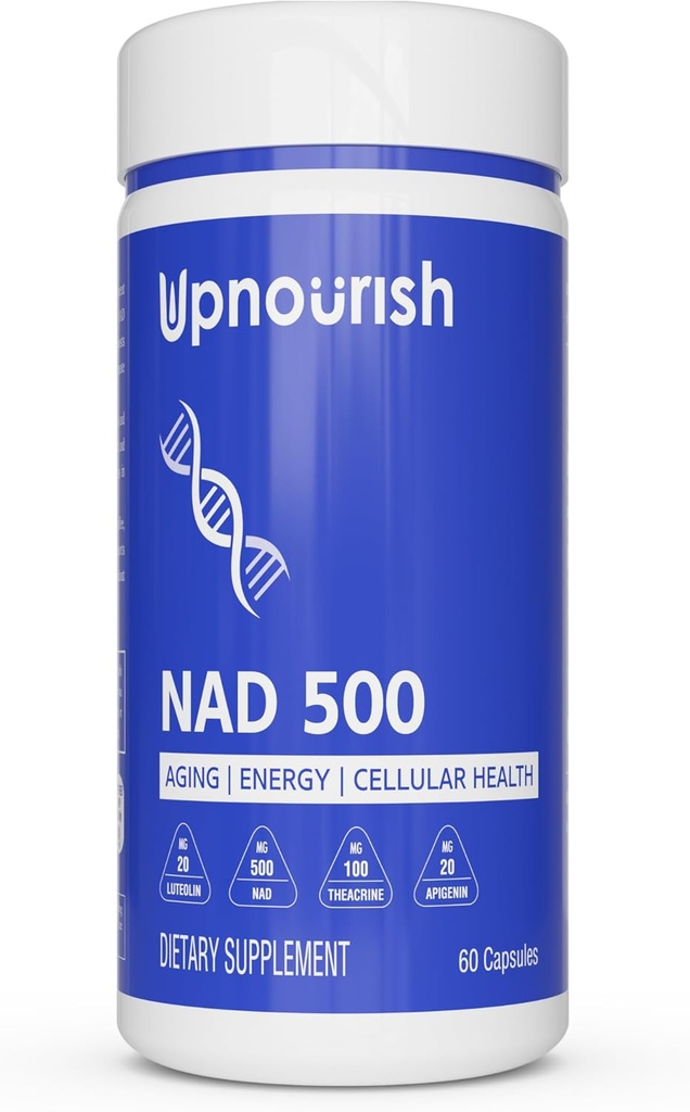 Nicotinamide Adenine Dinucleotide NAD Suplemen - 500mg NAD + Tambahan dengan Resveratrol, Quercetin, Teakrin, Luteolin, Apigenin