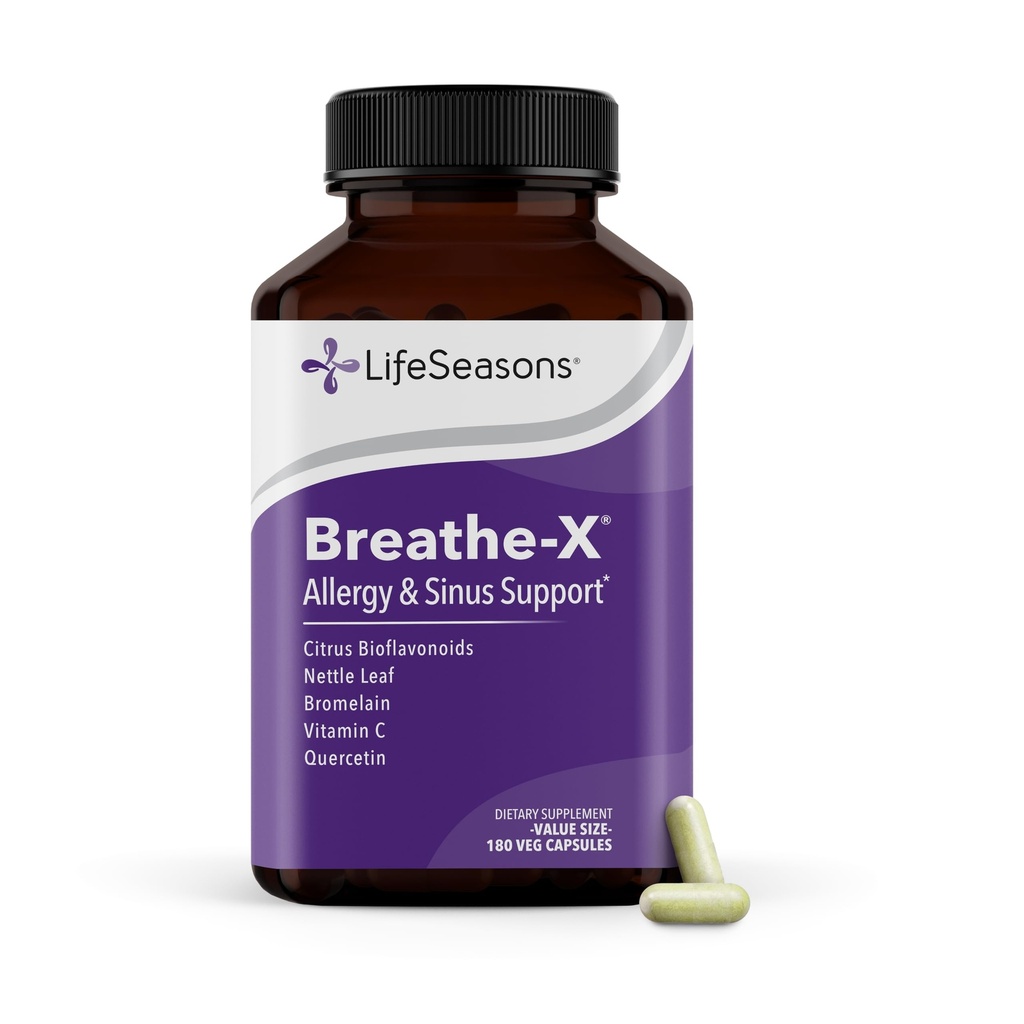 Breathe- X - Allergy & Sinus Relief Suplement - Support Sinuses & Nasal Discomfort - Non-Drowsy & Faster - Quercetin, Bromelain, Citrus Bioflavonoid, Nettle Leaf & Vitamin C - 180 Capsules