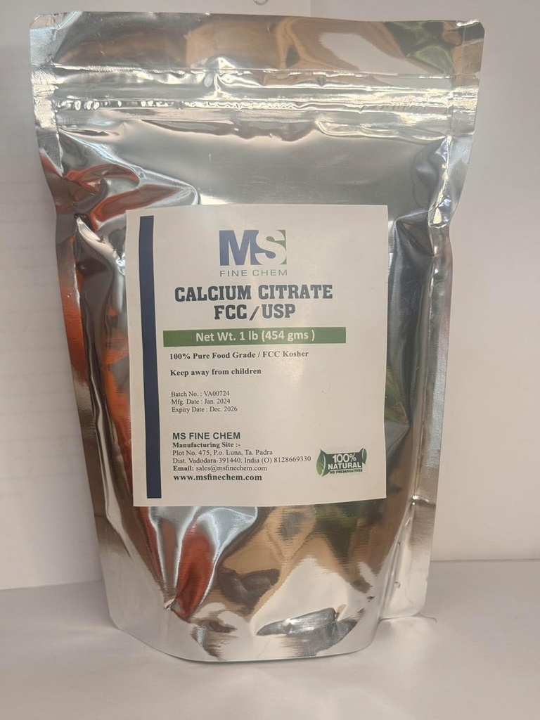Kalsium Citrate Powder - Calcium Citrate Suplemen, Kalsium Citrate 1000mg - Gluten Free, 4500mg (1000mg Kalcium) per Serving - 1 lb