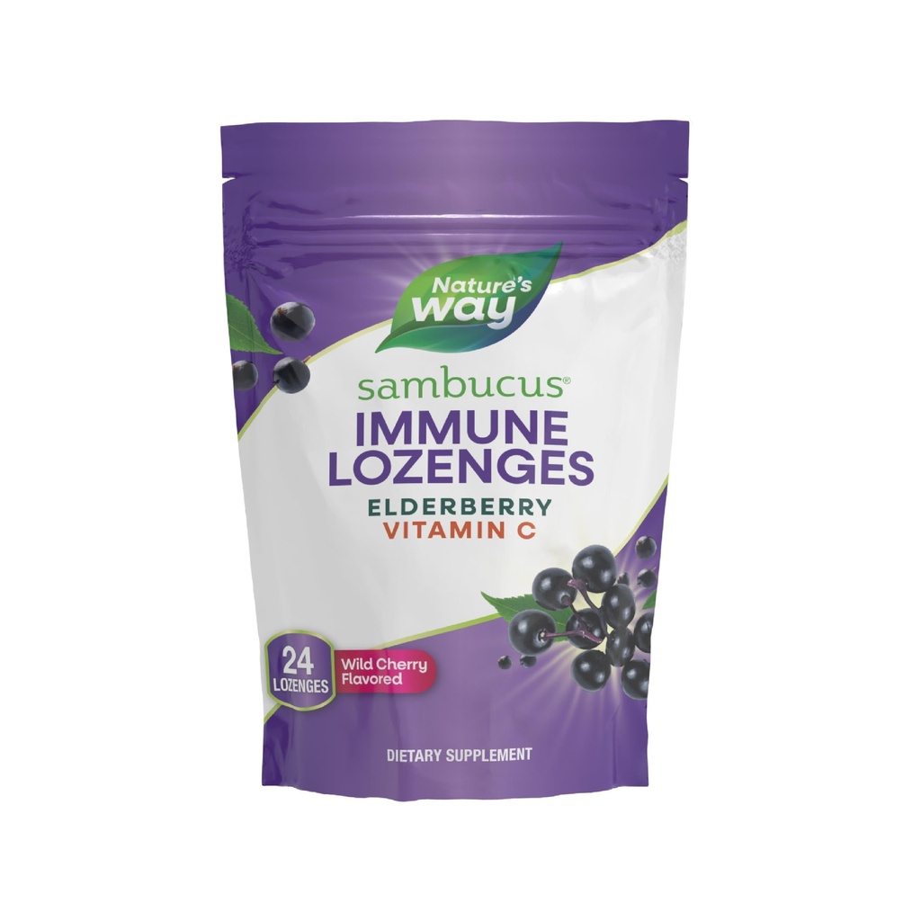 Nature 's Way Sambucus Immune Lozenges, High Potency Vitamin C, Elderberry, Wild Cherry Flavored, 24 Lozenges (Packaging May Vary)