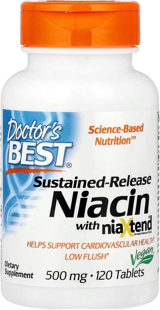 Doctor 's Real Niachin Extended Rilis, 500 mg, 120 Count