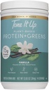 Tone It Up Plant Based Protein Powder + Greens I Dairy Free, Kosher, Non-GMO Pea & Labu Protein Benih Perempuan I 14 Servis, 15g Protein - Vanilla