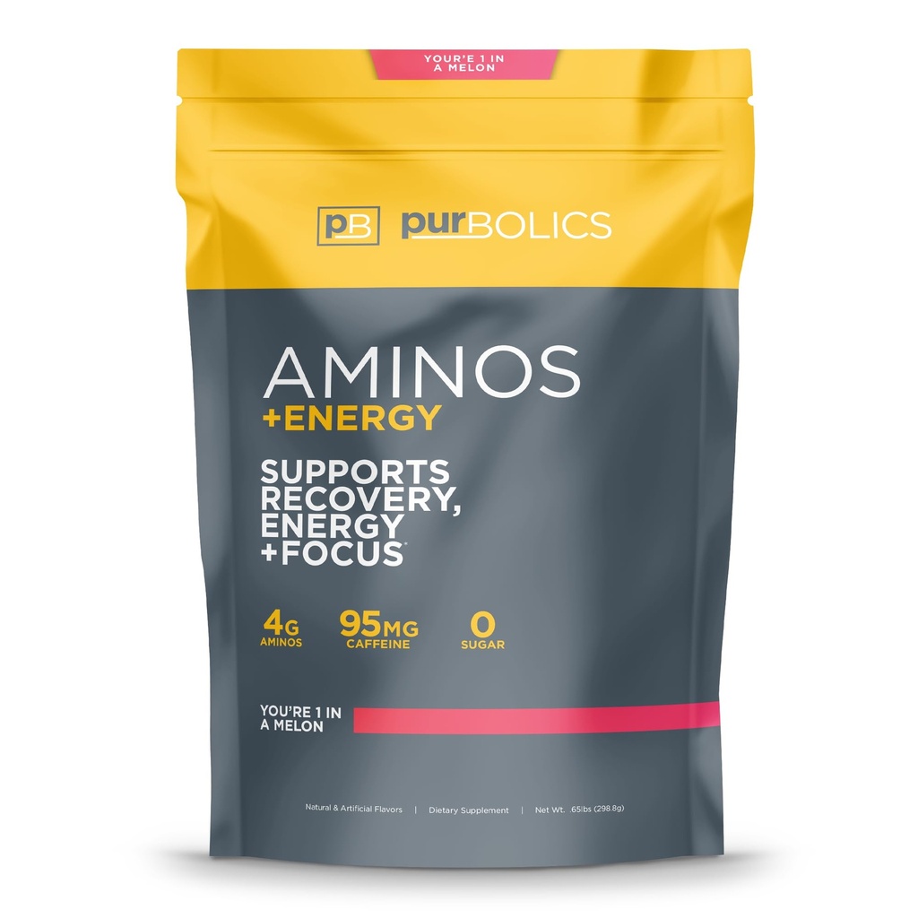 Purbolic Aminos + Energy 124; Support Recovery, Energy & Focus 124; 95mg of Caffeine, 0 Sugar & 60 Servings (You 're 1 in A Melon)