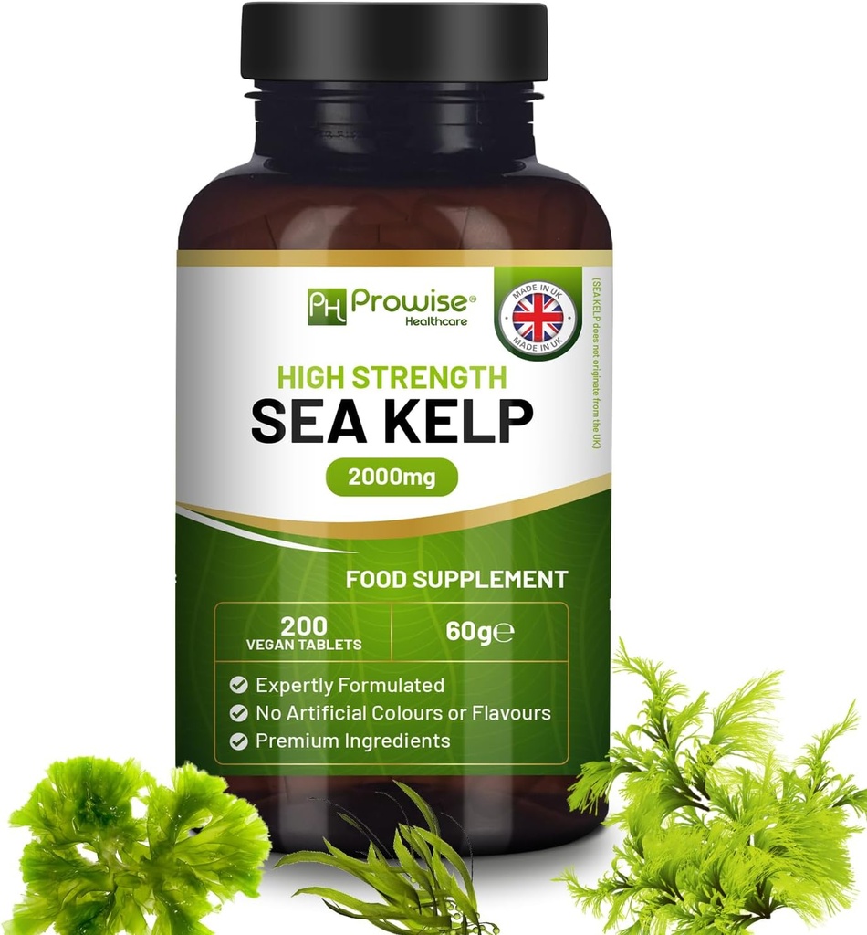 Sea Kelp 2000mg 200 Vegan Tablet legan 124; Sumber Alam Iodin 124; Premium Ingregents 124; Proudly Made di Inggris oleh Prowise