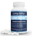Suplemen Sodium Butyrate LongJustyly (300mg) - Prourced Sourced Postbiotic - Optimal Gut Health & Leaky Gut Repair - Postbiotic Short Chain Fatty Acid, Lab Test (120 Extended Rilis Caps)