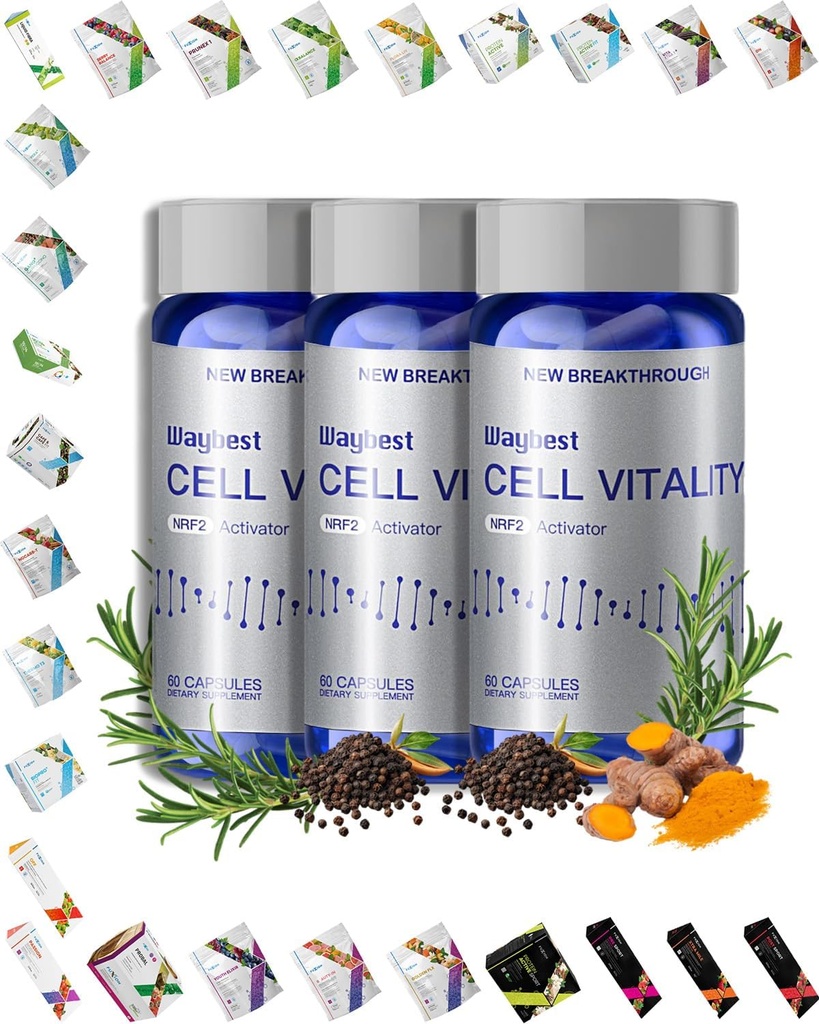 Oxidative Stress Relief Formula oleh Waybest Cell Vitality NRF2 Activator (180 Vegan Capsules), antioksidant Nuteridant Antiokiddant Suplemen Kesehatan, campuran 5 Natural Herbal Phytonutrients