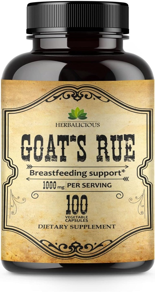 Herballious Goat 's Rue Capsules 1000mg-Natural Goats Rue Herbal Supplement - Natural Galega Officinalis for Breast Feeding - Breastmilk Production Food Suppplemen - 100 Caps