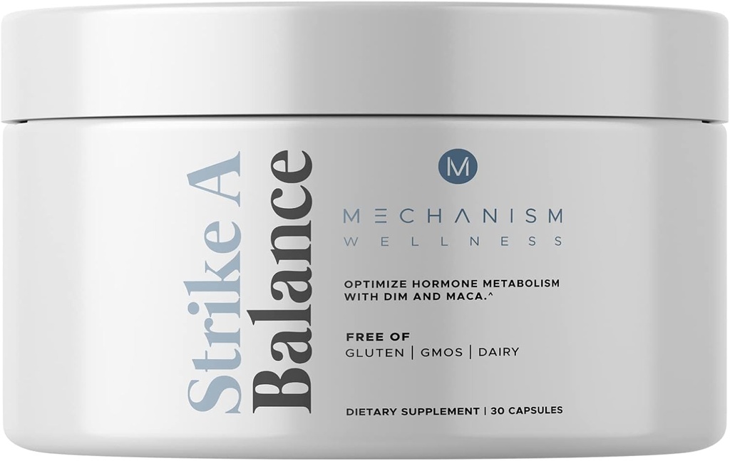 Strike A keseimbangan Hormonal Suplemen dengan DiM Maca Energy Mood Metabolism Prostat PMS Menopause Dukungan Non- GMO, 30 Capsules
