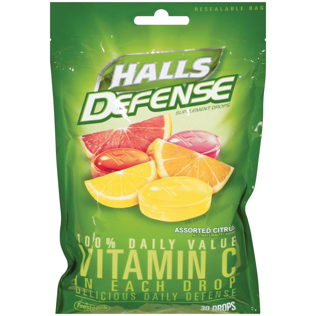 Halls Defense Vitamin C, 30- count (Pack of 6)