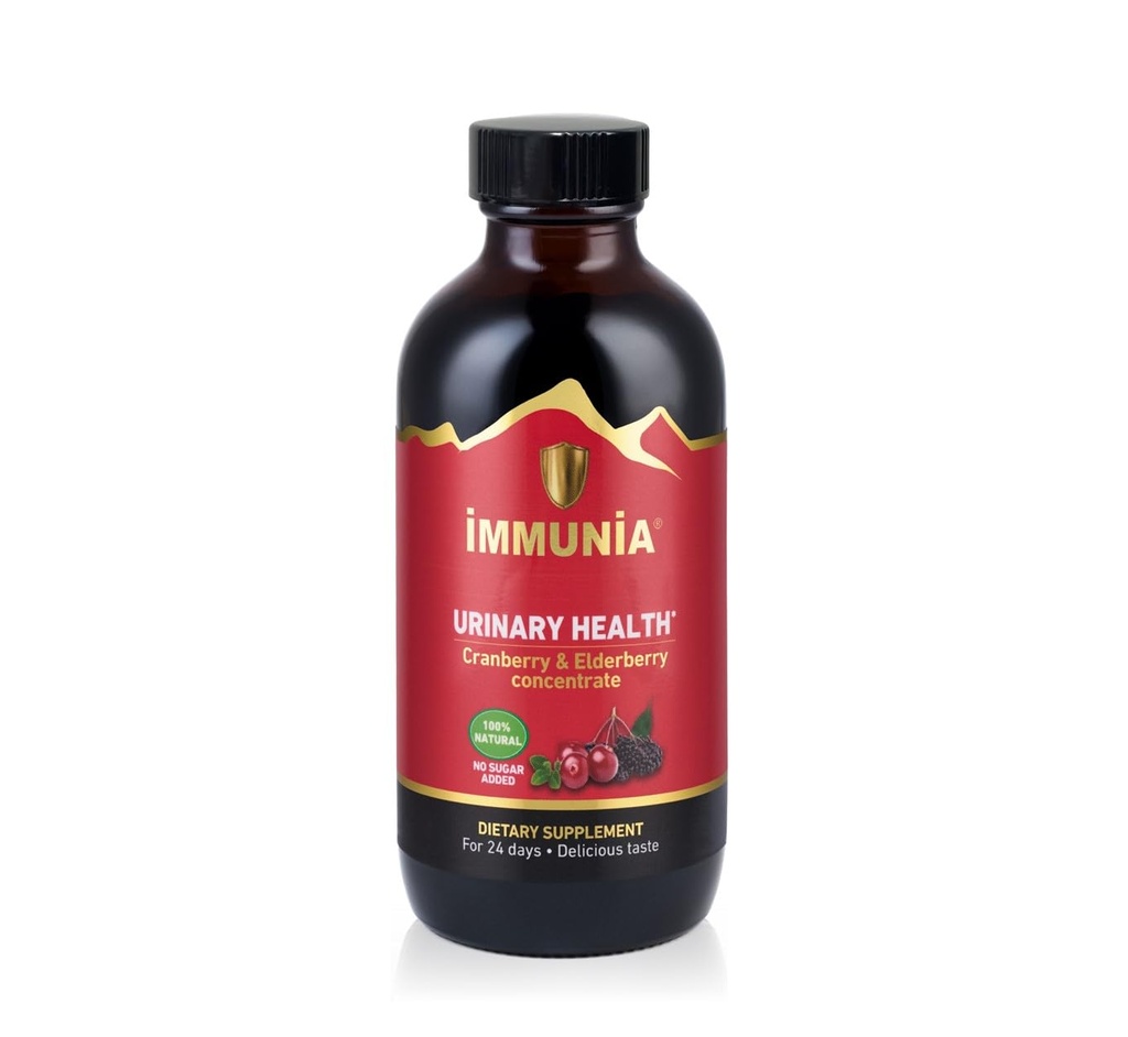 Immunia Urinary Health. Cranberry & Elderberry konsentrasi untuk The Prevention of Urinary Infections. Alami. Lezat. 5 ml / Hari.
