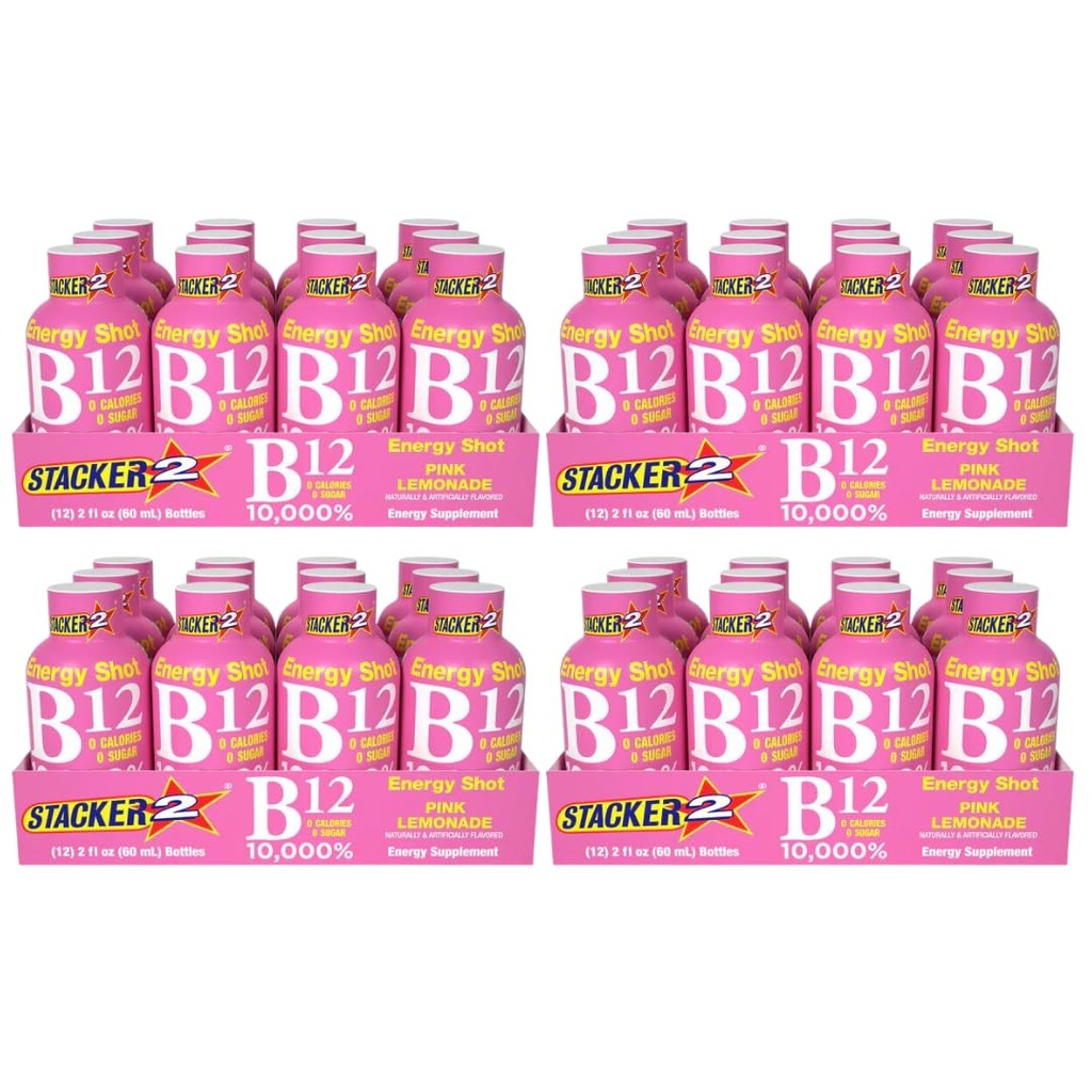 Stacker 2 Pink B12 Energy Shot, 2oz (Paket 48)