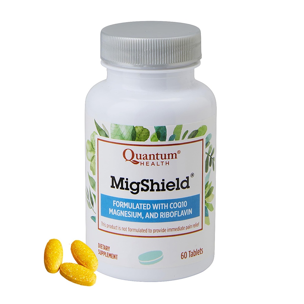 Suplemen MigShield Kesehatan Quantum dengan Riboflavin & CoQ10 Membantu ProperFungsi Otak & Muscles Esential Nutrasi Harian bagi Perempuan & Pria - 60 Tablet