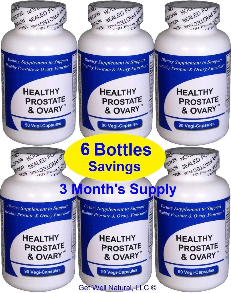 Prostat Sehat dan Ovary (6 Botol Berisi Total 540 Kapsul) - Terkonsentrasi dengan campuran Herbal - dengan Crinum Latifolium, Vegan Kosher Caps.