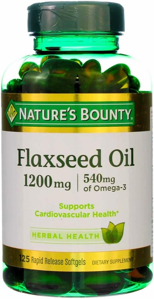 Nature 's Bounty Flaxseed Oil 1200 mg, 125 Rapid Lease Softgels (Paket 3)