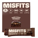 Misfits Vegan Protein Bars, Dark Chocolate Brownie - Original Recipe 124; Gluten Free, Plant Based, Low Sugar & Carb, High Fiber Snacks 124; Paket 12