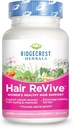 RidgeCrest Herbals Revive, Nutrational Hair Suplemen dengan Vitamin C, Biotin (6000mcg), Zinc, dan Copper, Vitamin Rambut untuk Perempuan untuk Mendukung Rambut Healthy, Kulit, dan Nails (120 Caps, 30 Pelayan)