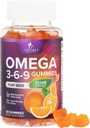 Omega 3 6 9 Gummies - Vegan Omega 3 Supplement Gummy - Estious Acids Oil 369 Complex Heart Dukungan & Brain Dukungan untuk Perempuan, Pria & Pregnancy, Fish Free Non-GMO, Orange Flavored - 60 Gummies