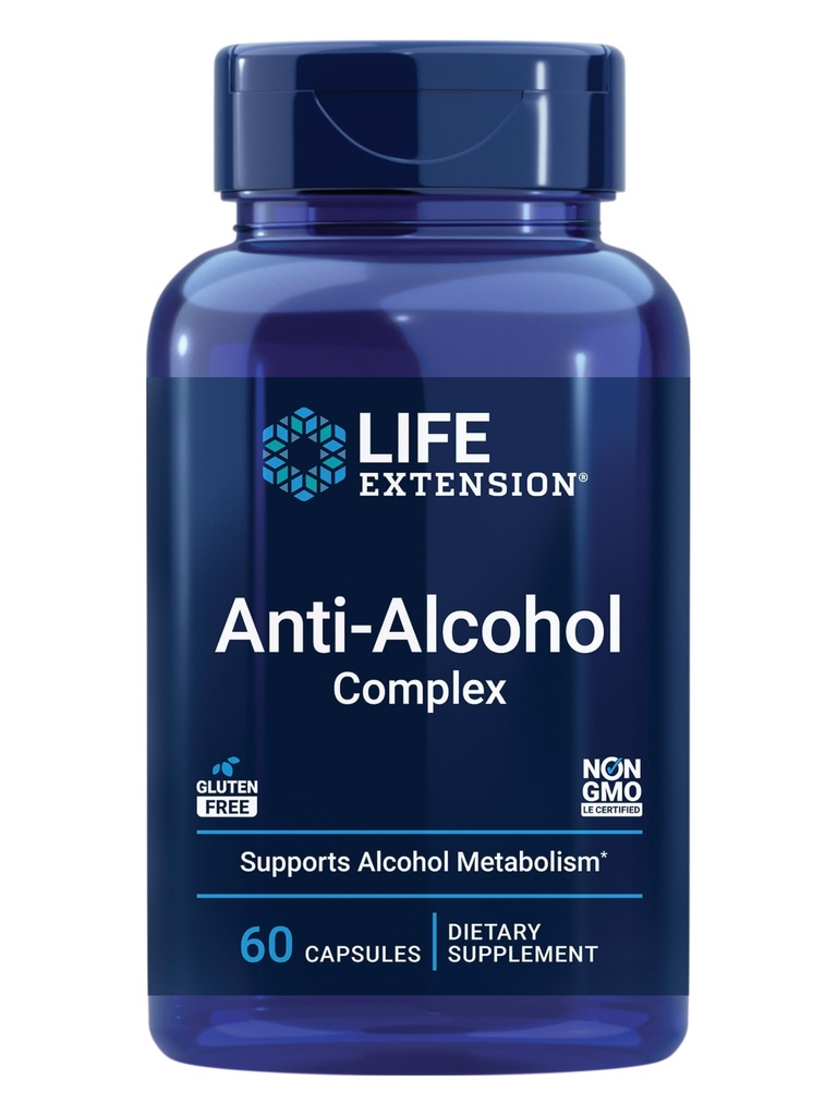 Kompleks Anti-Alkohol Hidup, Vitamin C, zinc, Grape Seed, Milk Thistle, Clove Extract, Dukungan Metabolisme Alkohol Sehat & Optimal Liver, Gluten- Free, Non-GMO, 60 Capsules