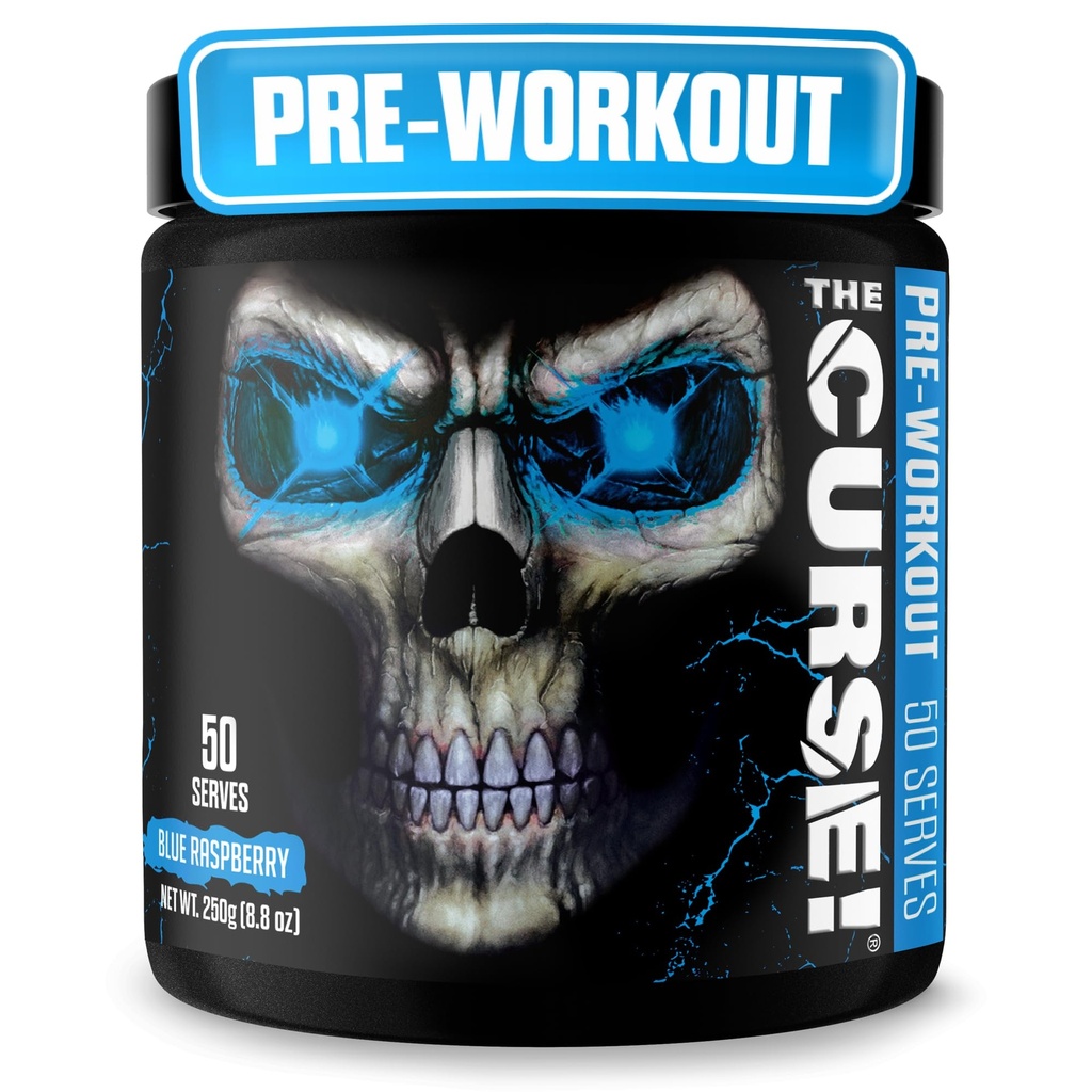 Kutukan JNX! Pra Workout Powder for Men & Women, Caffeine, Beta-Alanine, Creatine, L- Citrulline, 50 Servings, Blue Raspberry Flavor - Boost Energy, Kekuatan & Fokus
