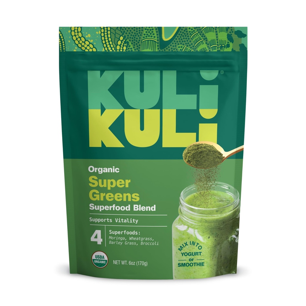 Super Greens Powder - Nutrient Moringa, Wheatgrass, Brokoli & Barley Grass Blend - 100% Tanaman Berdasarkan Posder Superfood Organik Disediakan dari Remote Farms