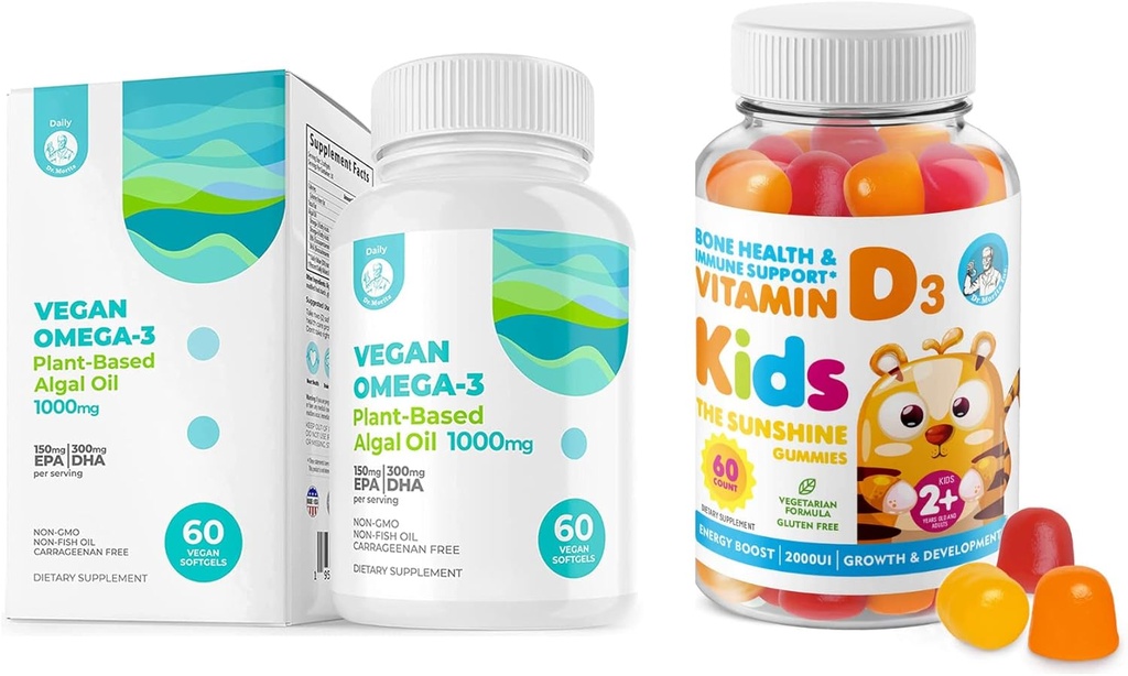 DR. MORITZ Vitamin D Gummies for Kids & Dewas and Vegan Omega 3 Softgels