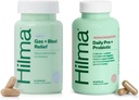 Hilma Heally Gut & Bloat Dudle - Gas & Bloat Relief (50 Vegan Capsules) dengan Lemon Balm, Fennel & Peppermint Leaf + Daily Pre & Probiotic dengan Herbs (60 Vegan Capsules) untuk Sehat Gat