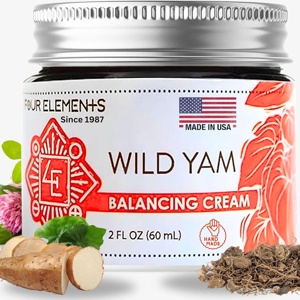Empat Elemen 4E Wild Yam Balancing Cream, 2 OZ - 1st Place Winner di 2023 International Herb Symposium untuk Cream and Salves! Farned Proudly, Crafted and Packaged in Wi, USA.