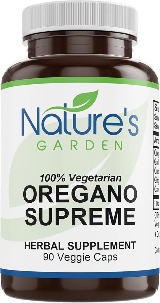 NATURE 'S GARDEN ESSENTIALS Oregano Supreme (w / Bawang putih, Onion, Ginger & Cayenne) - 90 Veggie Caps