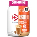 dymatize x Dunkin 'Cappuccino ISO100 Whey Protein Powder, 95mg Caffeine, 25g dari Protin5.5g BCAAs, 120 Cal., Gluten Free, 1g Fat, 1g Sugar, 2g Carb (20 Pelayan)