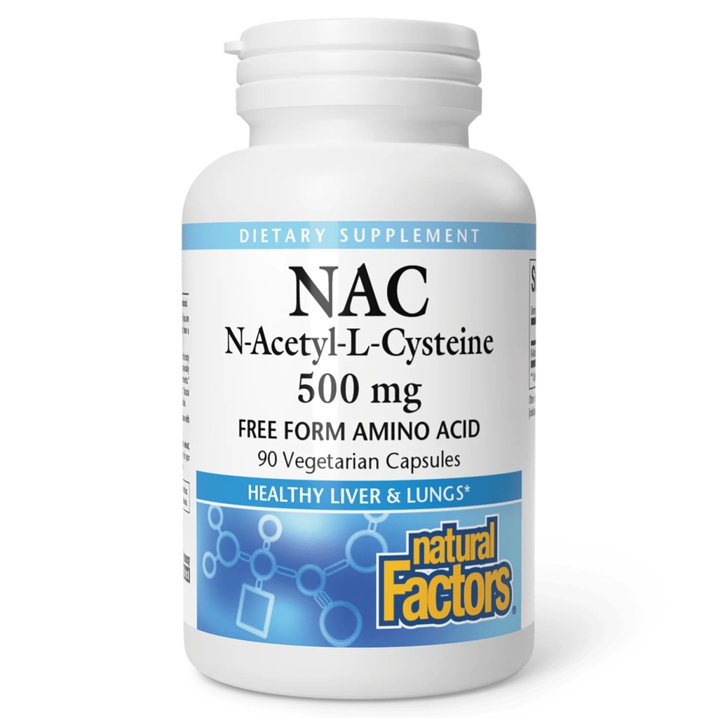 Faktor Alam N- Acetyl- L- Cysteine 500 mg - Mendukung Hati Sehat & Tenggorokan - Antioksidant Dukungan Suppport Imune System Health - 90 Vegetarian Capsules (90 Pelayan)