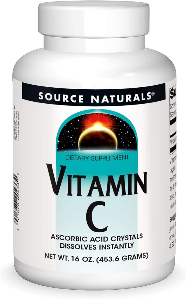 Sumber Vitamin C - Kristal Ascorbic Itu larut seketika, Tambahan Dieter - 16 oz