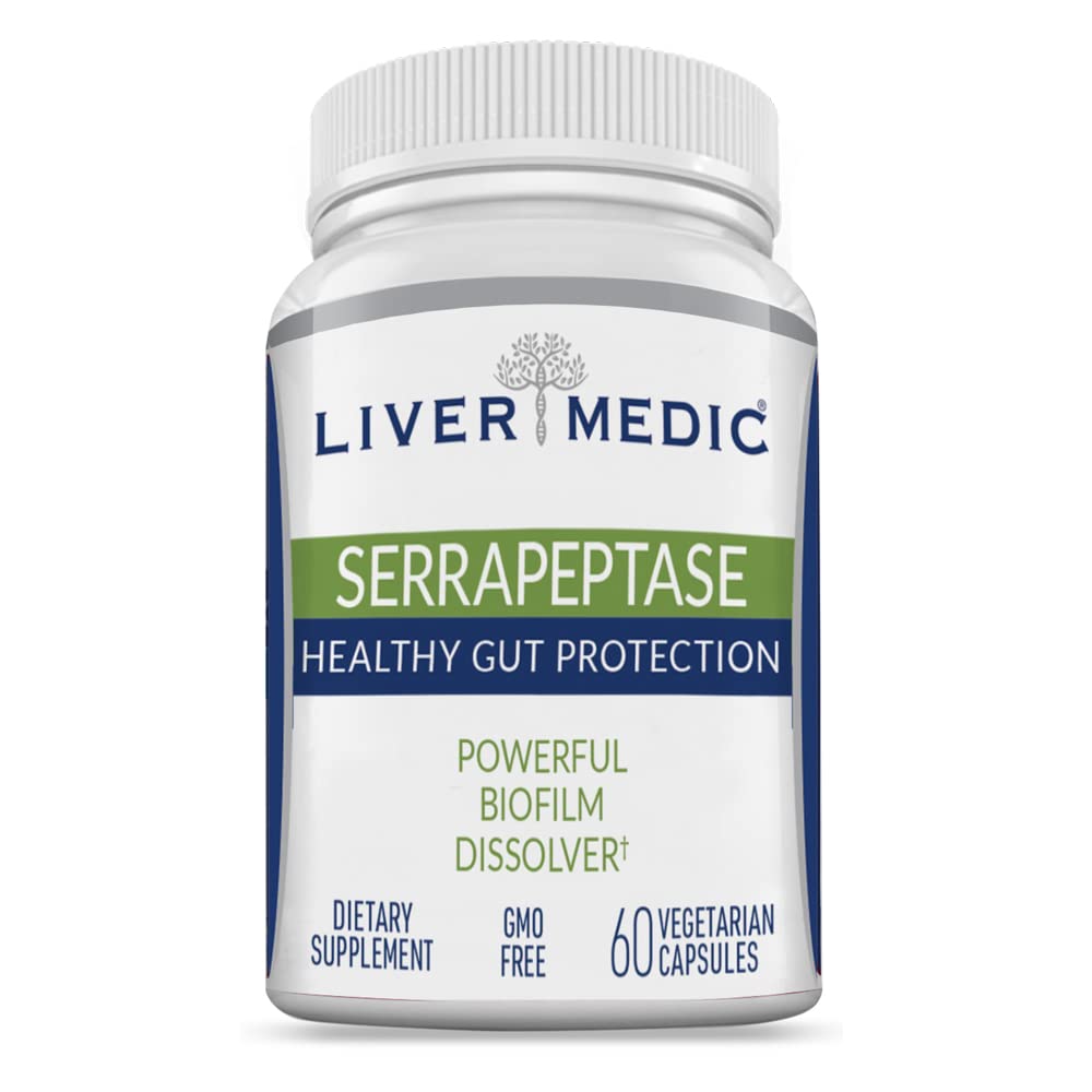 Serrapeptase Pure Digetical Protolytic Enzymes Enzymes Hiburan Coated Premium Heally Gut Liver Supplemen untuk Sinus, Respiratory and Gut Health NonGMO (60 Caps)