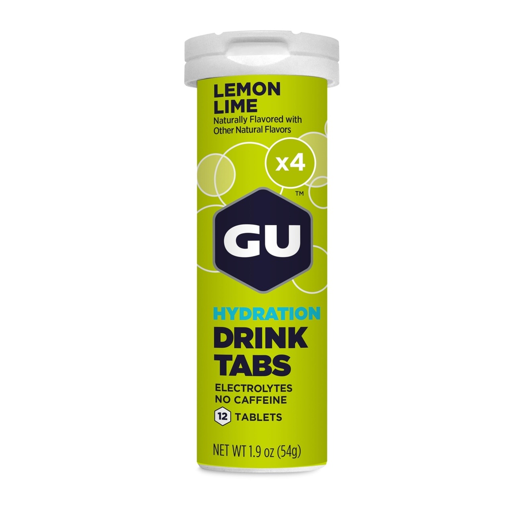 Hidration Energi GU Electrolite Minuman Tablet, Enhanced Endurance Olahraga Minum untuk Running, bersepeda, Triathlon, 4-Count (48 Servis), Lemon Lime