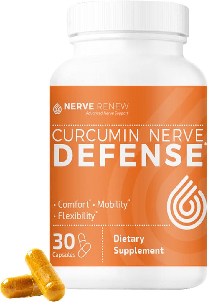 PENERVE RENEW Curcumin Nercumin Defense with Meriva Curcumin Phyto ome for Complete Nerve Nfeadment and Comfort - Optimined Curcumin with Black Pepper Extract - 30 Capsules